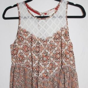 Floral top with lace shoulders